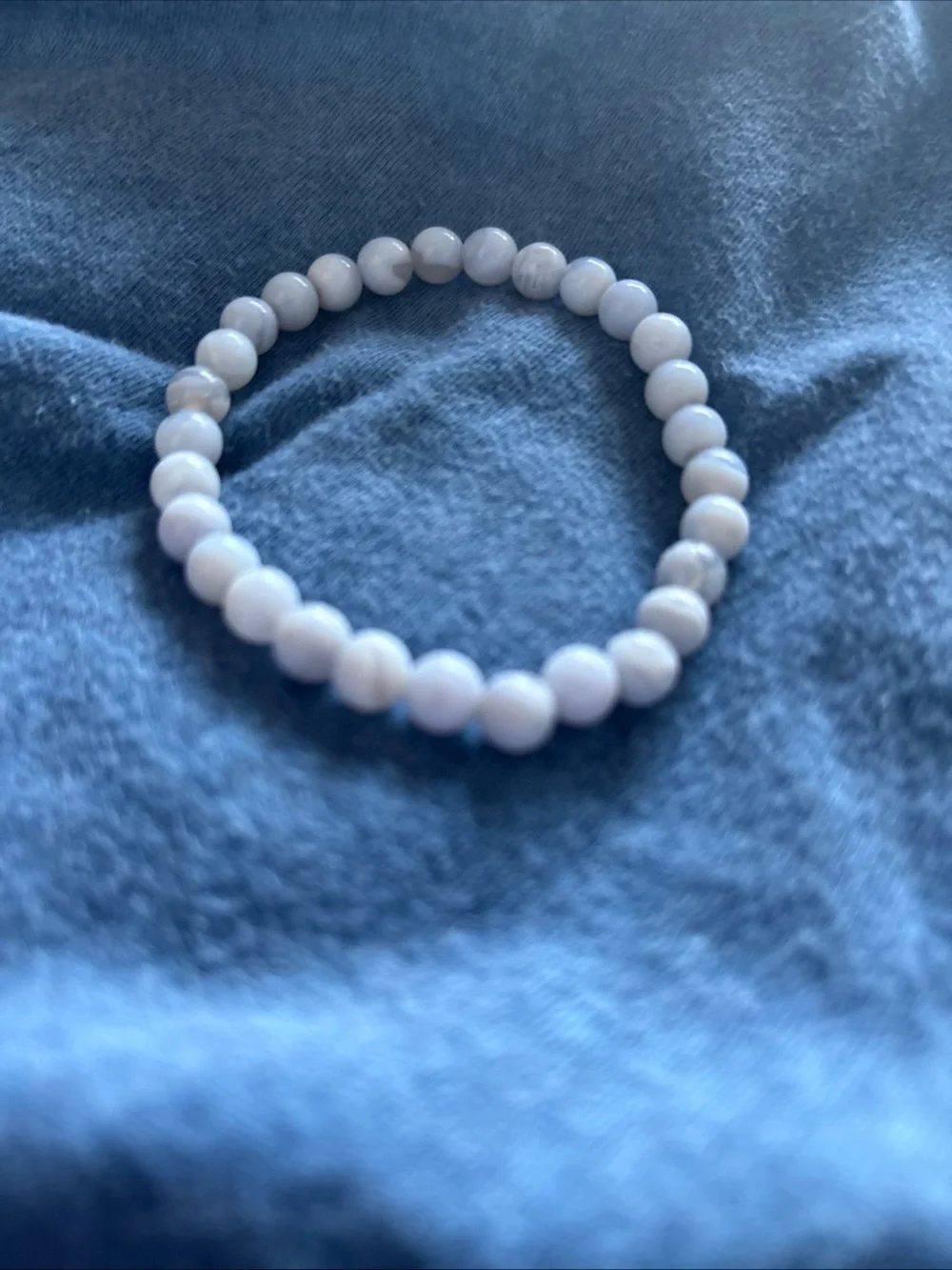 Aquamarine light blue Beaded Stretch Bracelet. Gemstone. 5 to 7 inches.